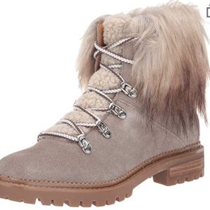 Nine West Alex Gray Multi-Suede Faux Fur Booties